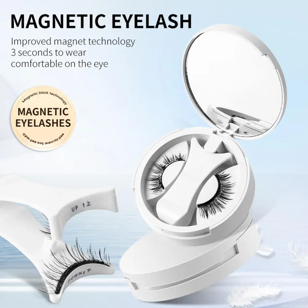 1 paar 3D magnetische valse wimpers herbruikbare lijmvrije magneet wimper met applicator doos uit één stuk eenvoudig aan te brengen wimperverlenging