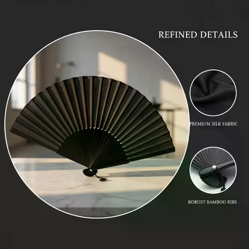 Black Hand Fan Vintage Folding Fans Wedding Party Favor Supplies Dance Home Party Folding Decorative Fans