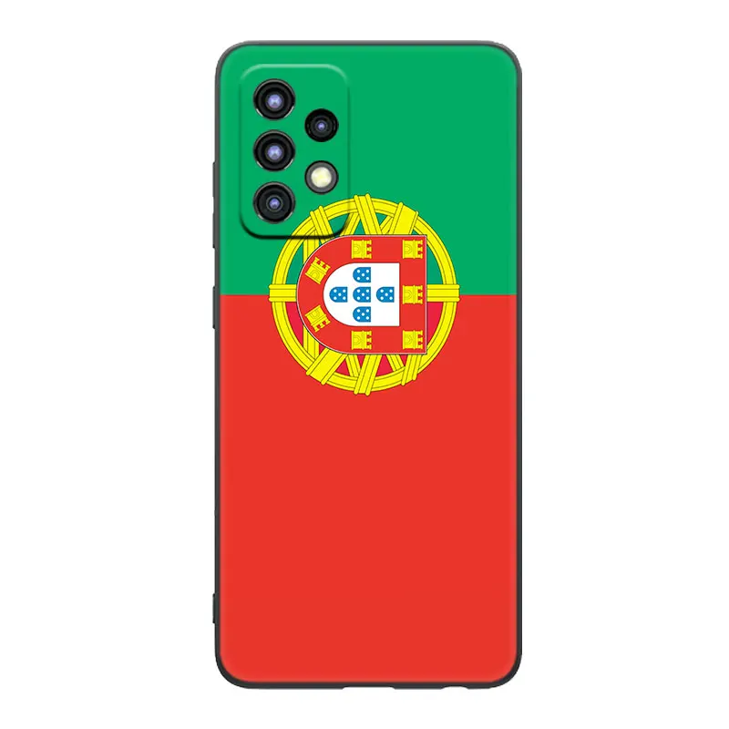 Portugal flag Black Case For Samsung Galaxy A04S A04E A12 A13 A14 A22 A23 A32 A33 A34 A50 A51 A52S A53 A54 A70 A71 A72 A73 5G