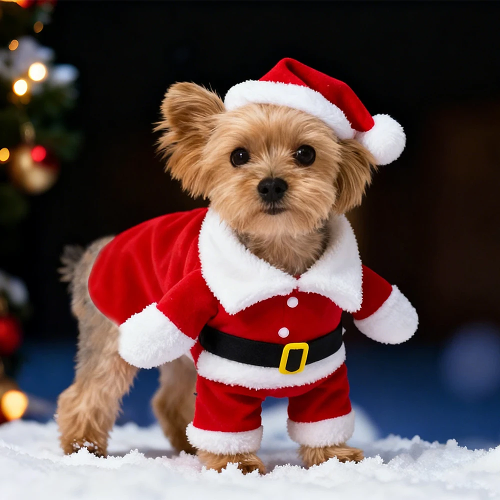 

Christmas Dog Costume Funny Santa Claus Clothes for Small Medium Dogs Cats Cute Puppy Dress Up Apparel Chihuahua Pug Party Gifts