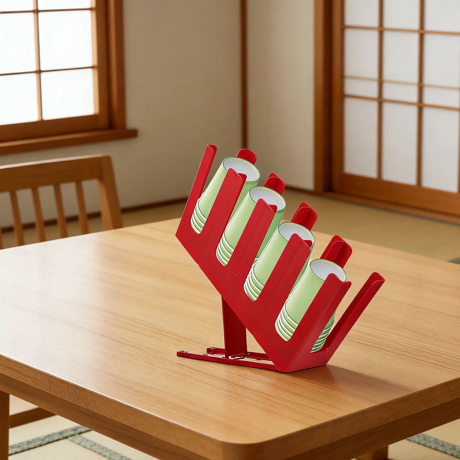 

Plastic Paper Cup Rack Foldable Cup Stand with Four Compartments for Coffee Shop Cafe Counter Use Storage Organizer