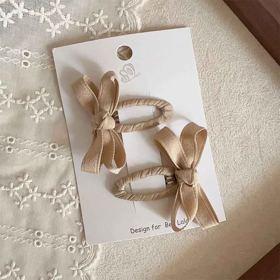 Baby Haarspangen Neue Herbst und Winter Blattfarbe Serie Baumwolle Gürtel Schleife Kinder BB Clips Pony Haarspangen Seitenhaar-Accessoire