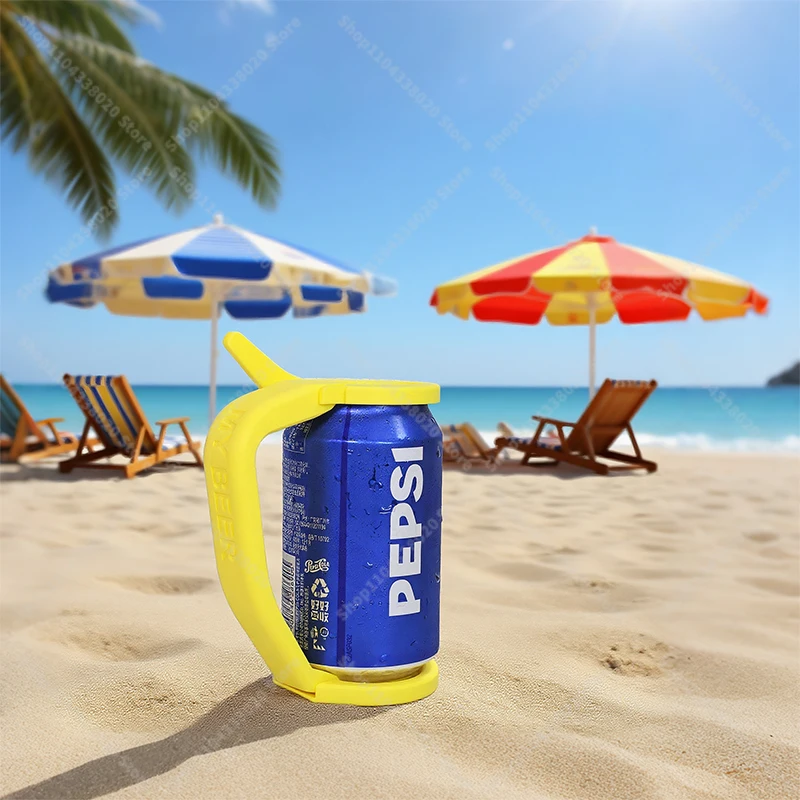Printed Flip Lid Can Holder Universal Fit Plastic Beer Soda Grip Leak Proof  Beach Pool Outdoor Sports Travel Drink Cooler Gift view 4