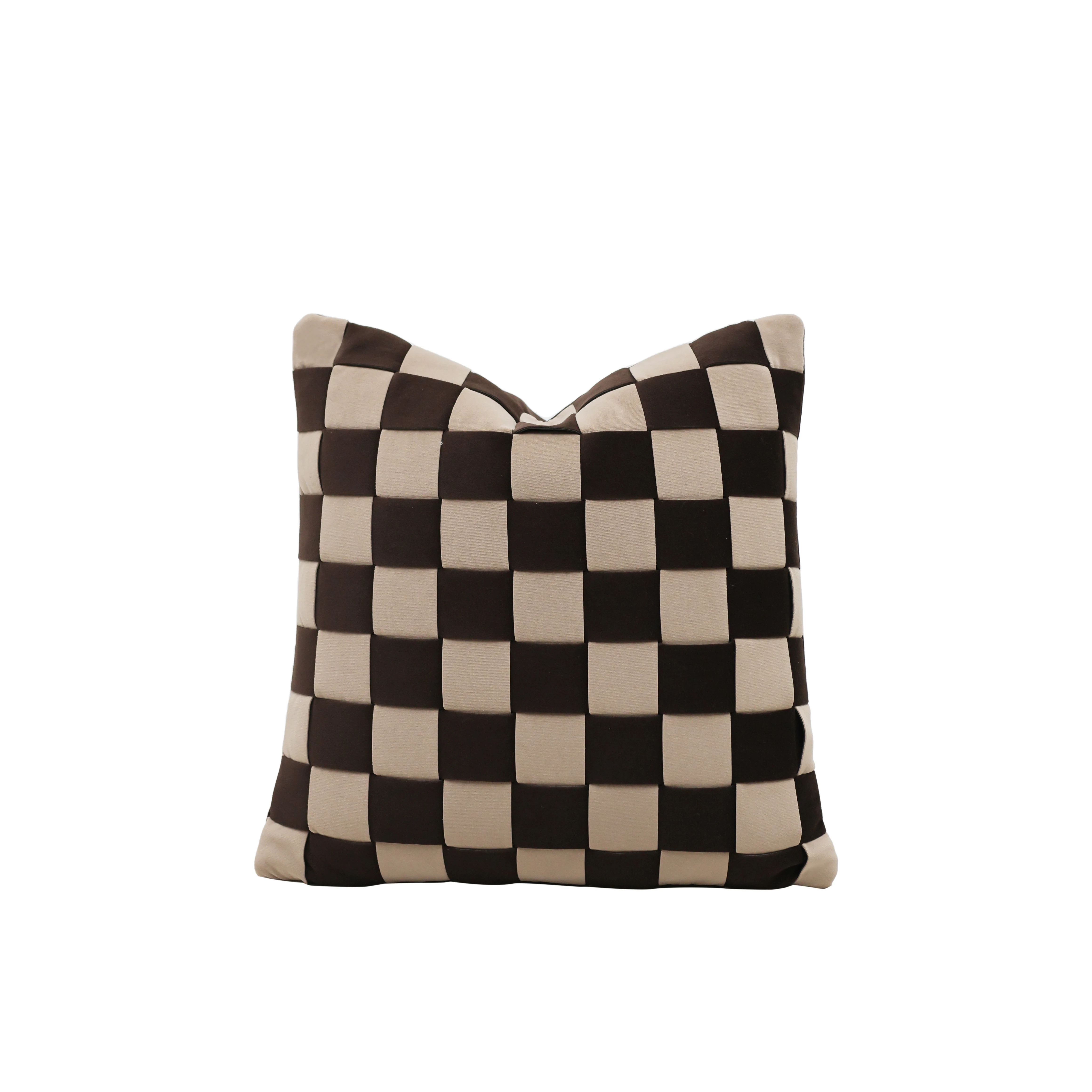 Throw Pillow Cover Home Decor, Modern Checkered Pattern Pillowcase, Luxury Soft Suede Couch Bed Pillow Cover for Living Room Bed