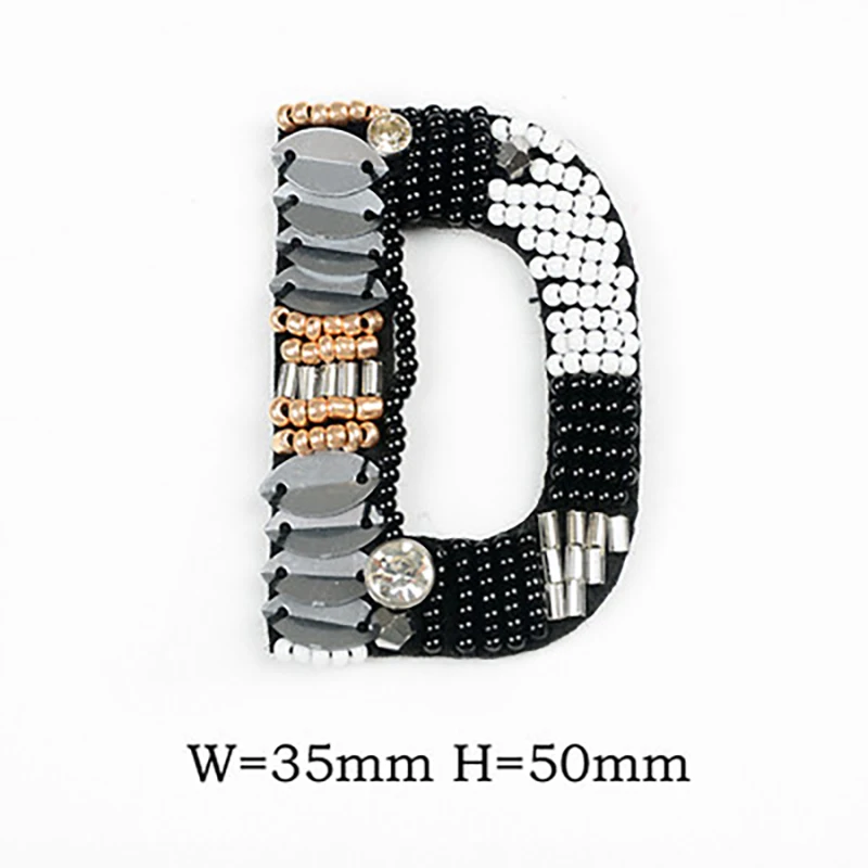 A-Z Rhinestone Beads English Alphabet Letter Applique 3D Sew On Letters Patch For Clothing Badge Paste For Clothes Bags Shoes