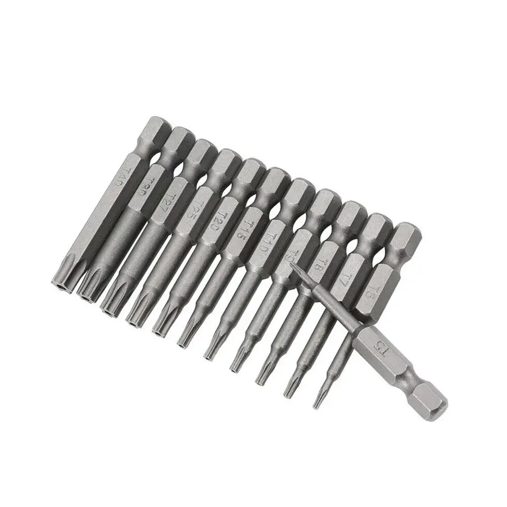 T5 T6 T7 T8 T9 T10 T15 T20 T25 T27 T30 T40 Tua Vít Đầu Torx Bộ Lục Giác An Ninh Từ Đầu 1/4 "Chuôi Lục Giác Khoan