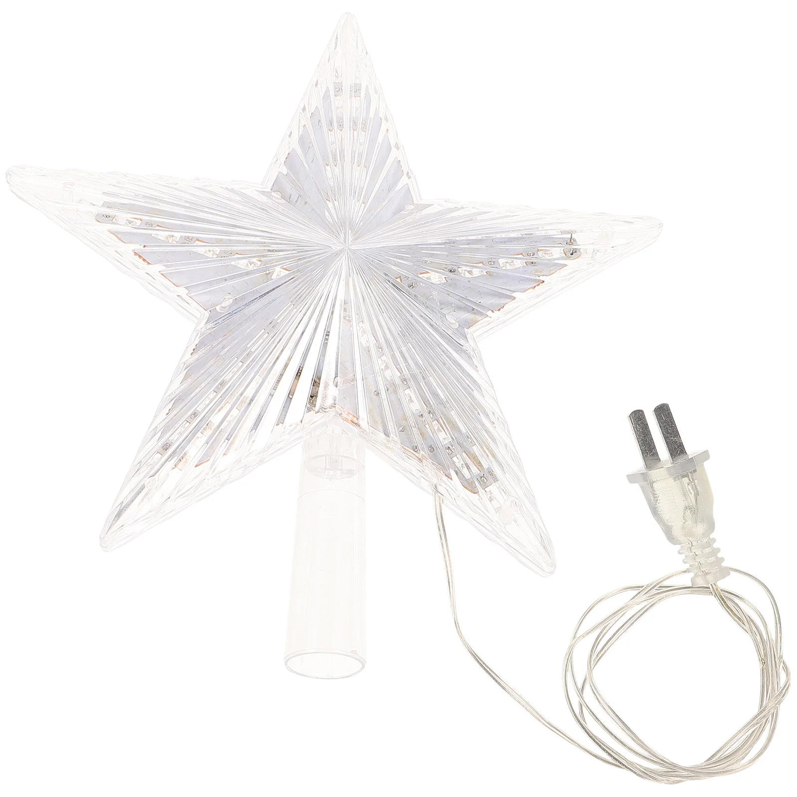 Adorno de estrella para árbol de Navidad, adorno de estrella LED para copa de árbol, decoración del hogar con enchufe europeo (blanco cálido)