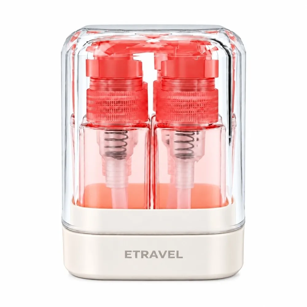Compact 35ml Liquid Dispenser Leakproof Triple Design Pump Clear Cup 4 in 1 Bottle Refillable Toiletry Container Lotion