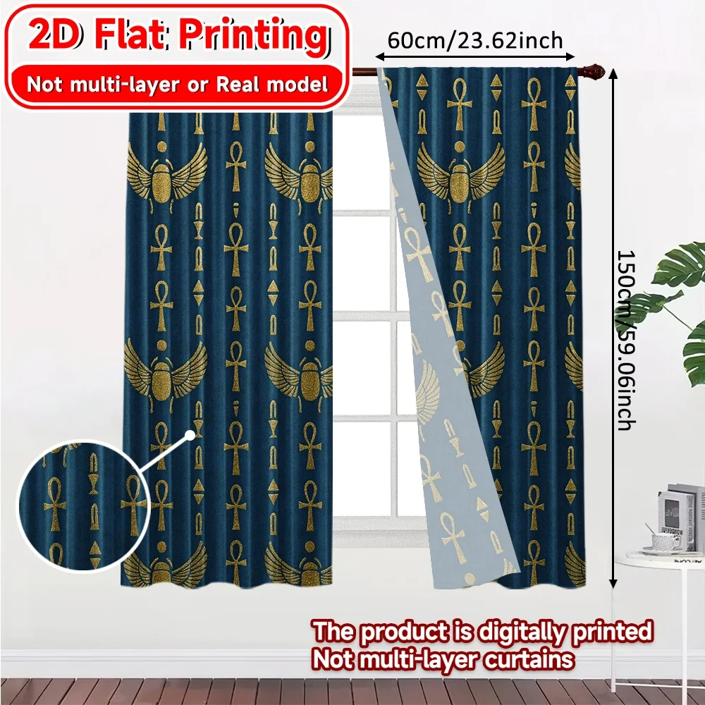 2D Flat Printing,2pcs Ancient Majesty Chic Minimalist Curtains Versatile 100% Polyester Curtains Home Decor Decorative for