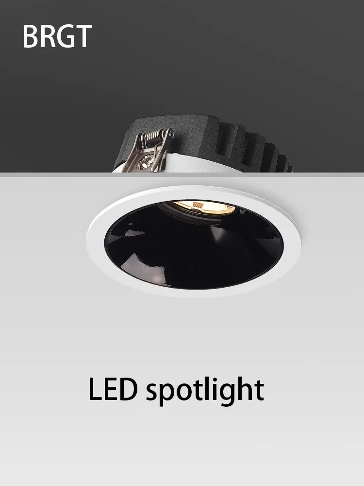 LED Spotlights Ultra Thin Anti Glare Spot Light Recessed Round Ceiling Lamp Adjustable Angle Lights 5W 7W 12W COB Foco For Home