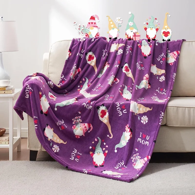 Soft Blanket Gift Purple Santa Claus Birthday Throw Warm and Comfortable Lightweight Blanket Suitable for All Seasons Travel Car