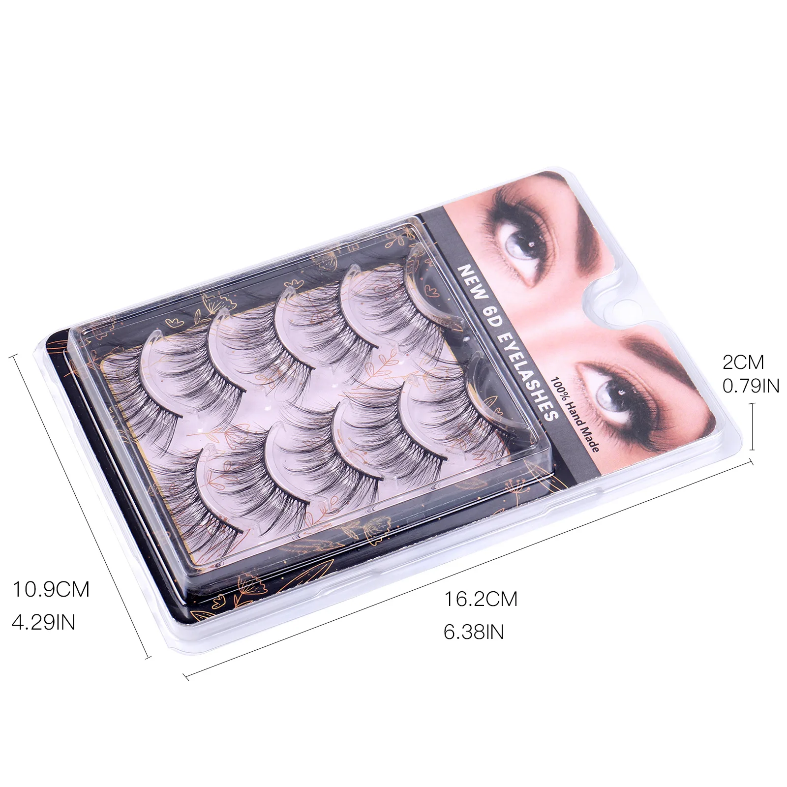 Natural Soft Fluffy Cílios, Wispy Full Strip Lashes, Faux Mink, Wispy Extensão, Ferramenta de Maquiagem, 6D, 5 Pares