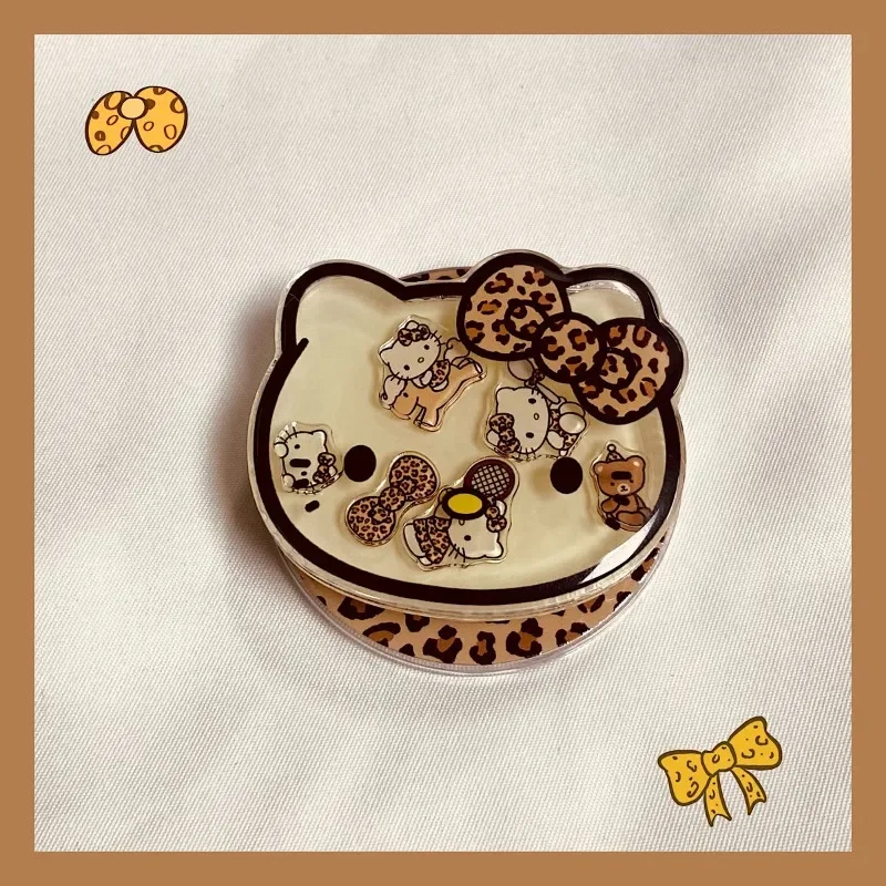 韓国風漫画のかわいいヒョウ柄音楽磁気ブラケット iPhone 17 16 Samsung対応 吸着式安全デスクトップサポートスマホスタンド