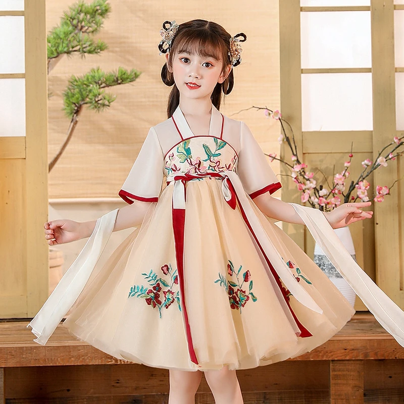 

Hanfu Girls Dress Ancient Style Mid-Autumn Festival Performance Clothes 2022 Summer New Children's Tang Dress