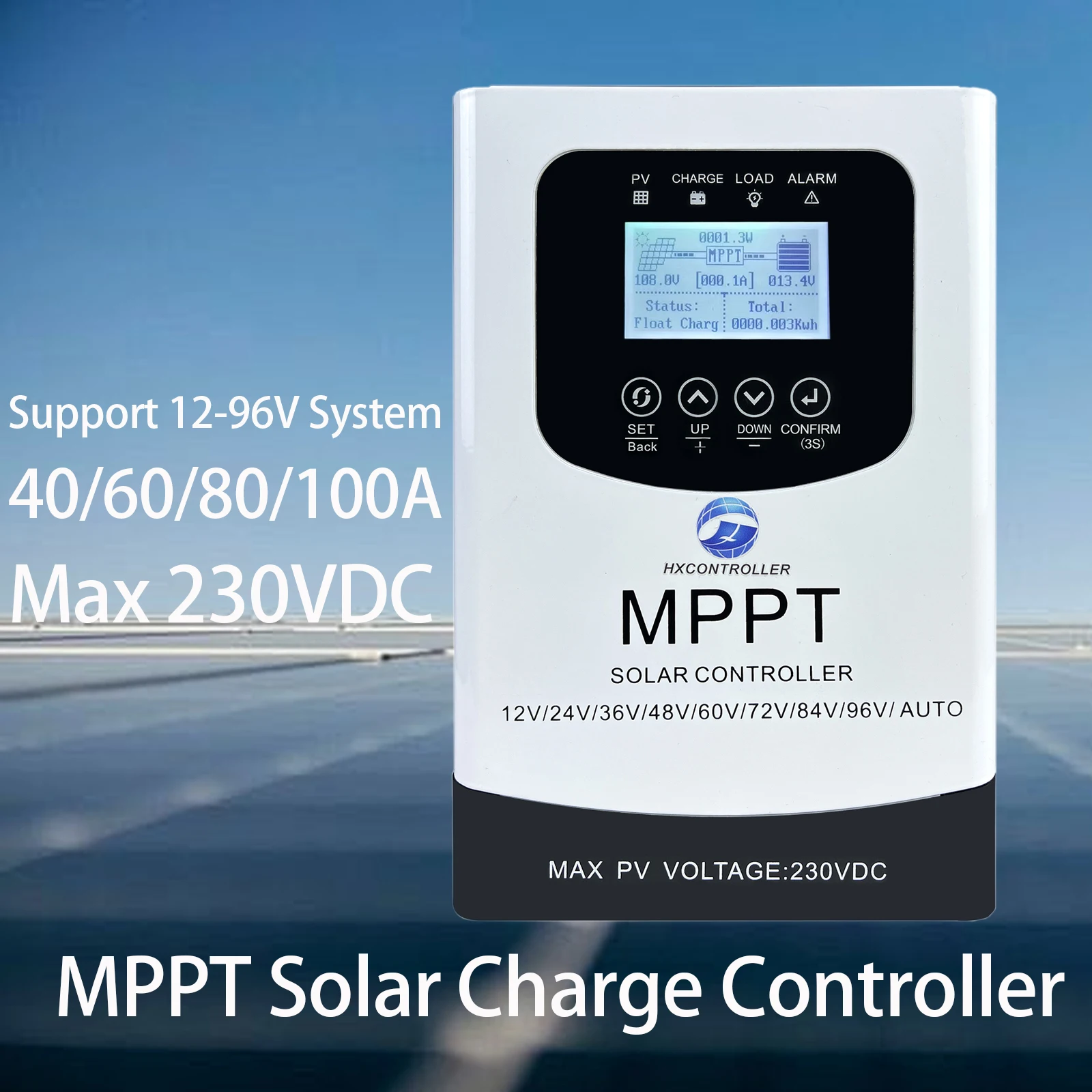

40-100A MPPT Solar Charge Controller 230VDC Solar Panel Battery System Regulator Support 12V 24V 48V 60V 72V 96V Battery