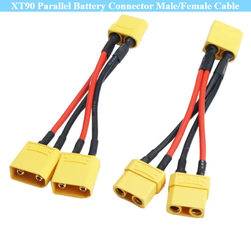 Neue 1Pcs XT90 Parallel Batterie Stecker Männlich/Weiblich Kabel Dual Verlängerung Y Splitter 14AWG 10CM Silikon draht für RC Motor DIY