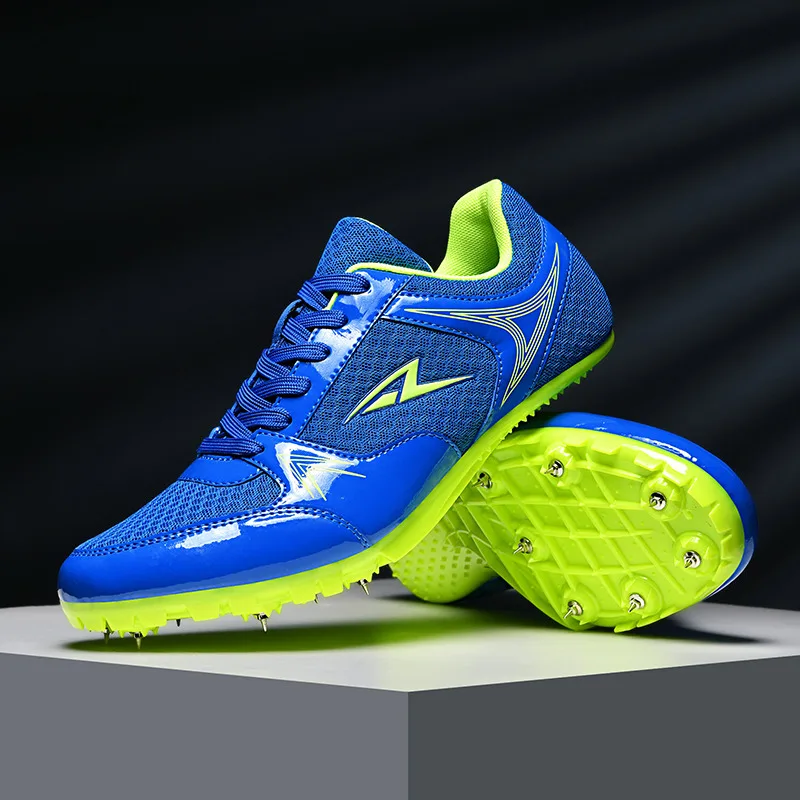 New Blue Track Field Shoes Men Women Outdoor Sport Athletics Spikes For Sneaker Man's Running Training Nail Sprint Shoes Men