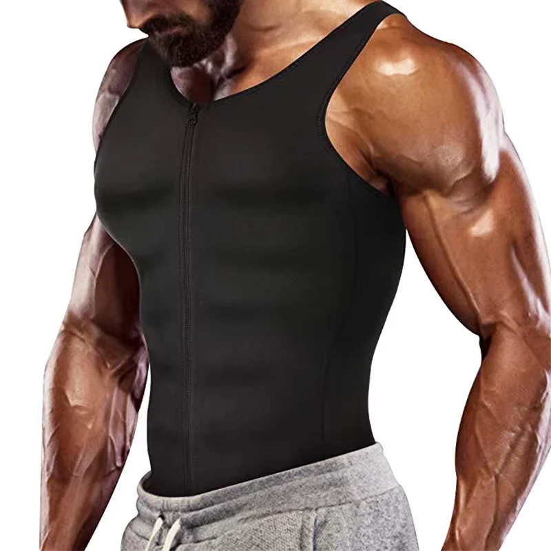 Men's Slimming Sauna Suits Compression Vest With Zipper Back Support Undershirts Trimmer Tummy Compression Tank Tops Sauna Suits - view 2