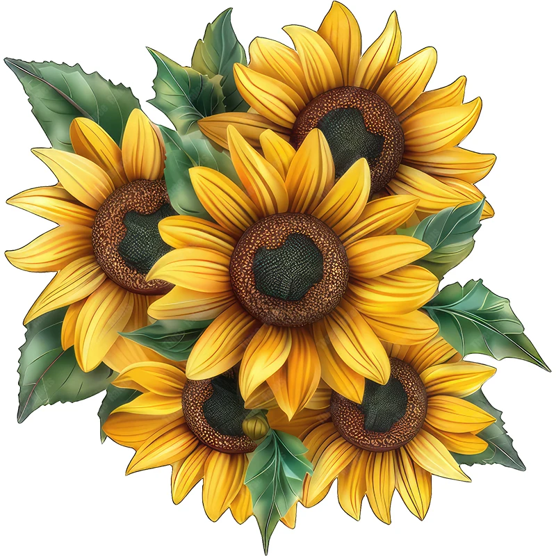 Three Ratels Beautiful Sunflower bouquet art wall stickers for home decoration