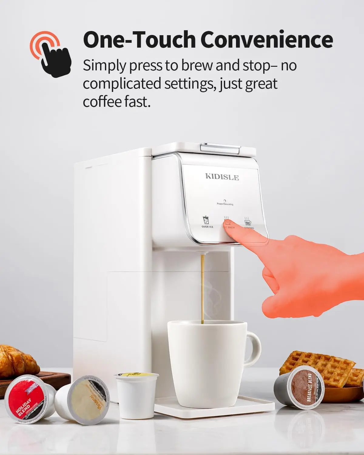 ماكينة صنع القهوة الساخنة والمثلجة، ماكينة صنع القهوة K Cup المتوافقة مع القهوة المطحونة، ماكينة تحضير ذات الخدمة الواحدة مع إعداد جريء، فلتر قابل لإعادة الاستخدام