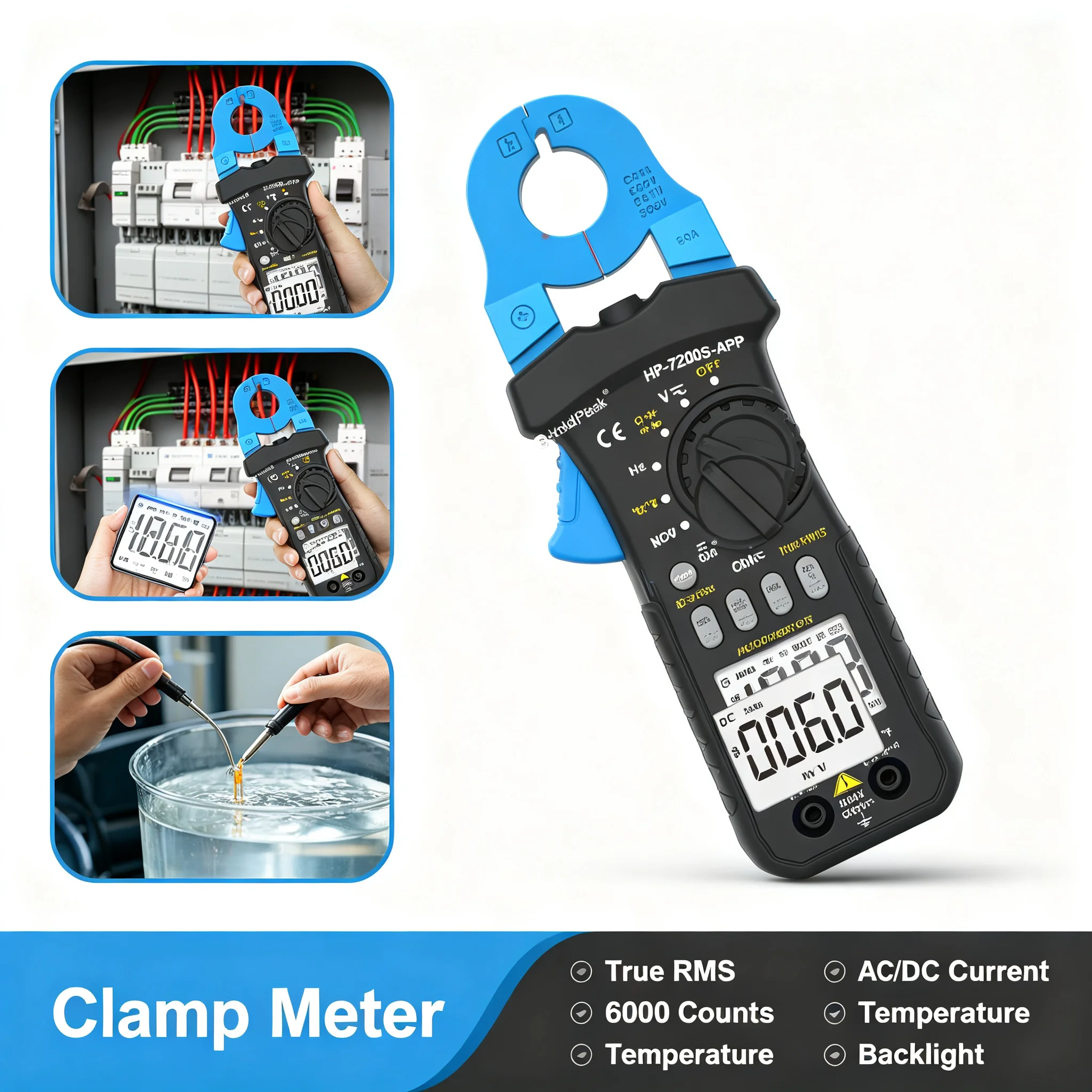 Smart Bluetooth Digital Clamp Multimeter 6000 Counts True RMS 60A DC AC Current Voltage Tester NCV APP for Electrical Car Repair