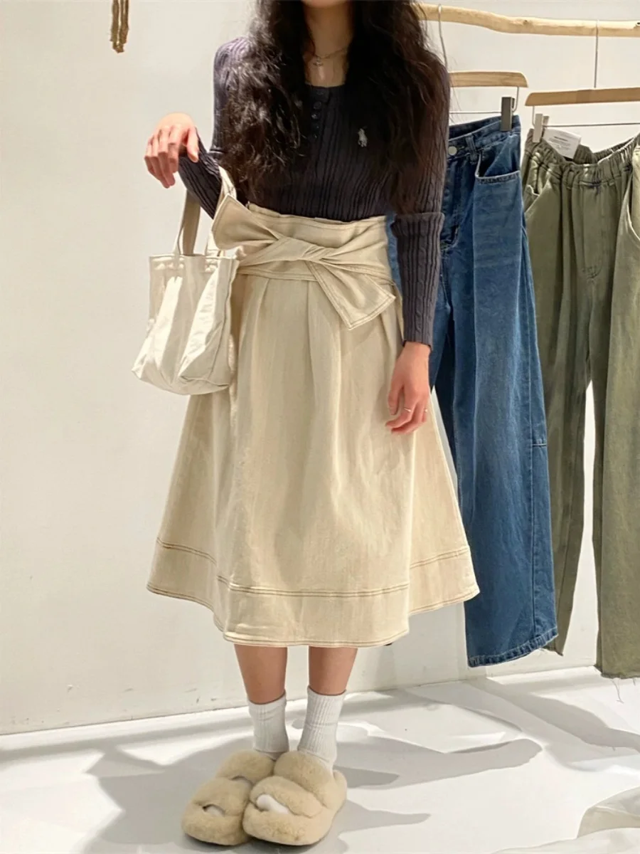 덩덩 고급 텍스처 00% 코튼 린넨 양면 착용 가능한 예술적 스타일 하프 스커트 여성용 프리미엄 퀄리티 패셔너블 미니 스커트