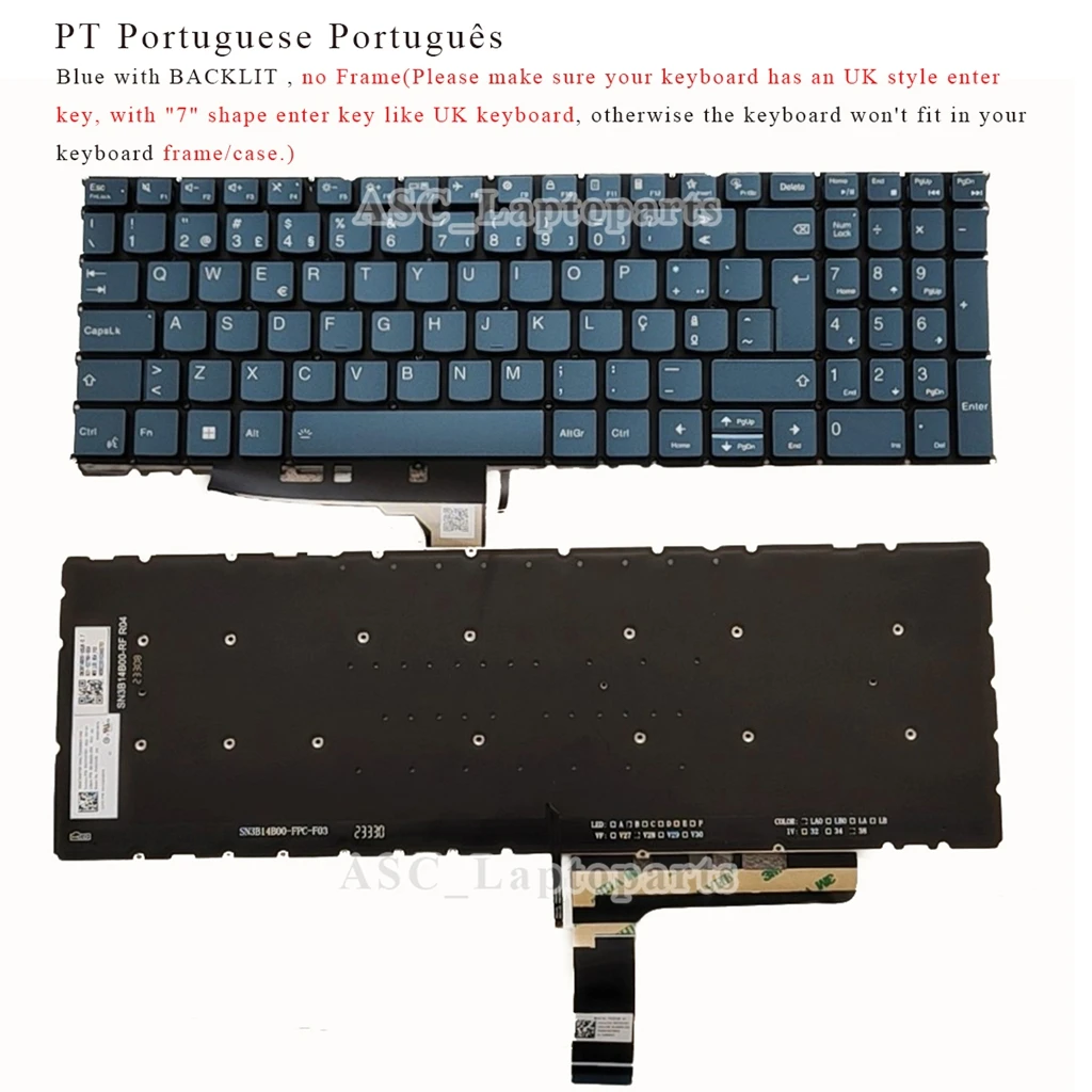 

New Portuguese Russian Belgian Italian Swiss UK US Keyboard for Lenovo Yoga Pro 16s IRP8 Yoga Pro 16s IMH9 2023 2024 BACKLIT