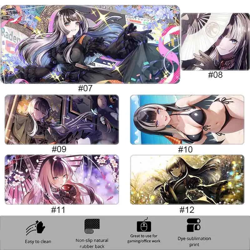 Gamer لوحة ماوس كبيرة Kawii Virtual Idol المطاط ماوس حصيرة أنيمي الفتيات J_J Kufuutei R_Raden HD ماوس الوسادة عدم الانزلاق لوحة المفاتيح #3