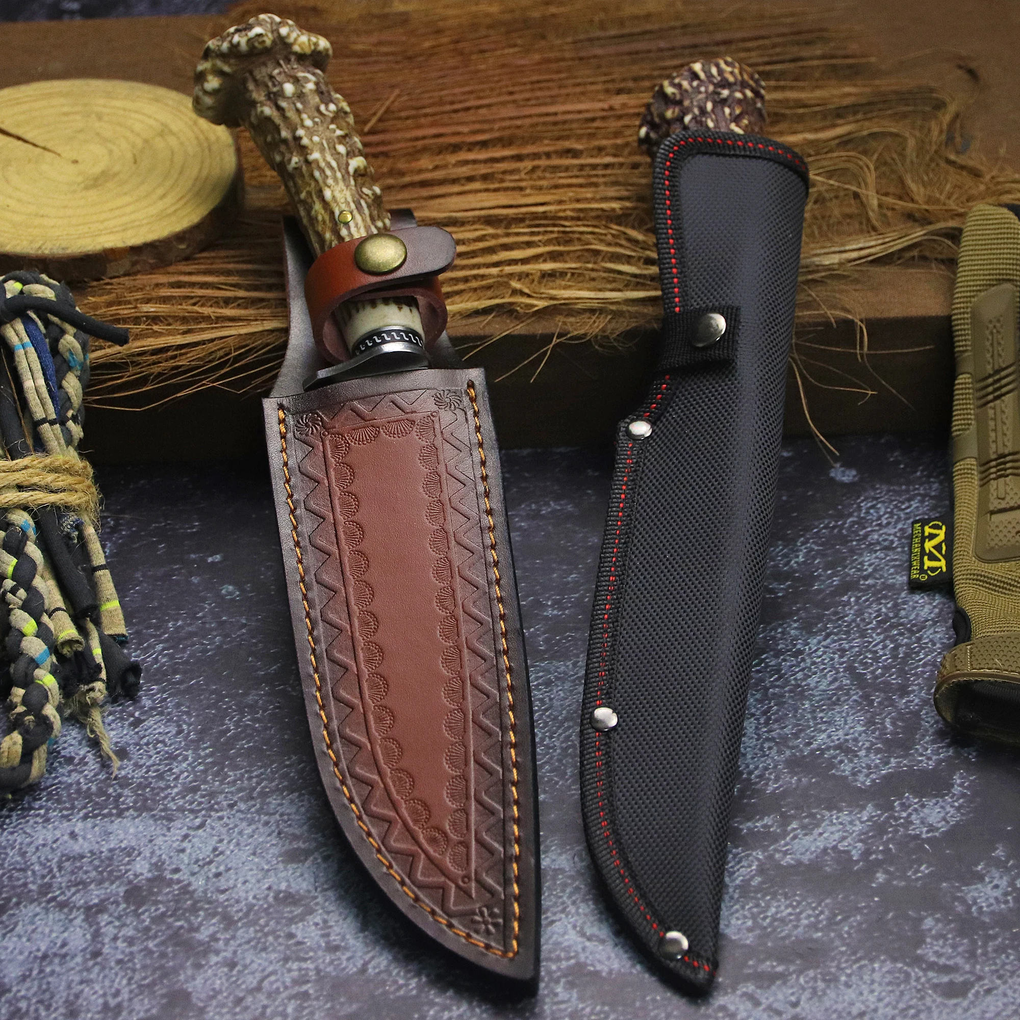 11-inch outdoor leather knife sheath, leather knife cover, portable self-defense knife, leather knife cover, knife sheath