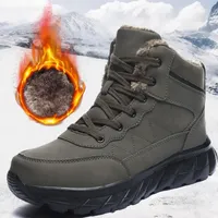 Winter Men Boots Outdoor Mens Hiking Shoes Plush Warm Leather Hiking Climbing Shoes Waterproof Snow Boots Non-slip Ankle Boots