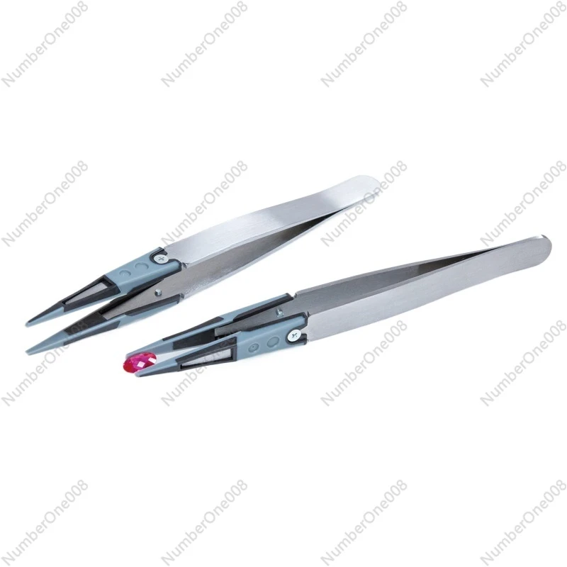 Soft Tip Tweezers D-MASTER Diamond Gem stones Grabbing Holding Tweezer Jewelry Beading Pick Up Tools