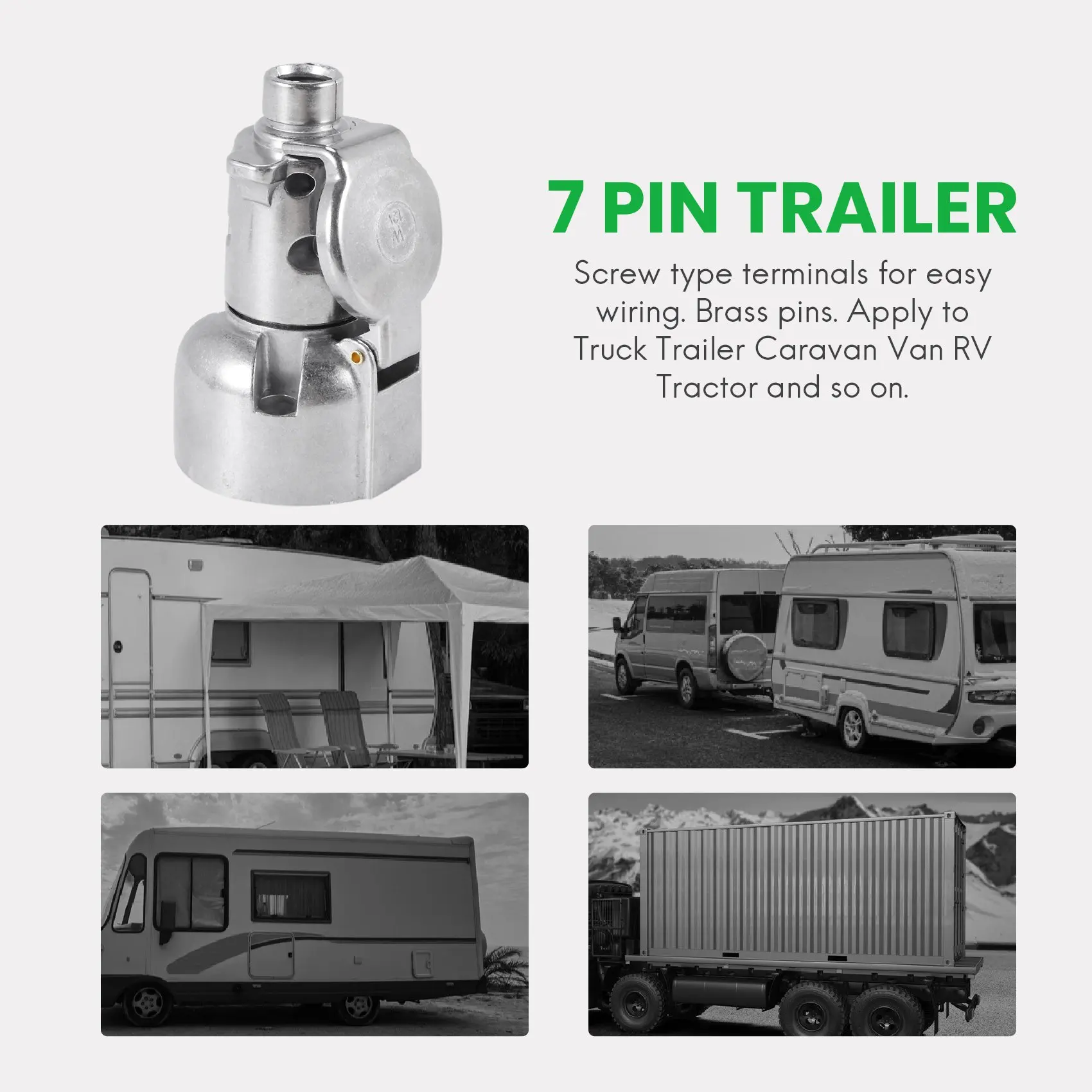 Trailer Accessories- 7 Pin Trailer Plug 12V Rv Sockets Towbar Towing 7Pin Metal Trailer Connectors Eco-Friendly
