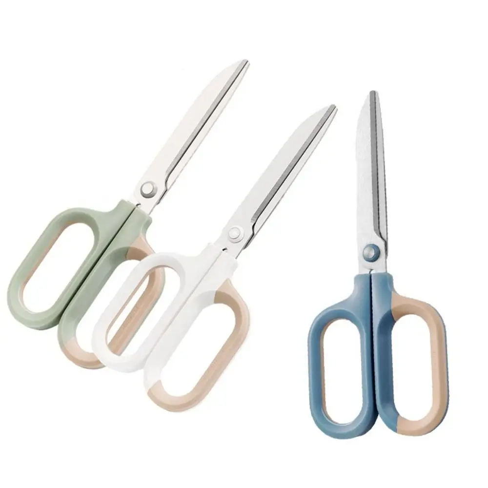 Stainless Steel Stationery Scissors Large Loop Handle Double Color Household Scissors Hitting Color 18cm Paper Scissors
