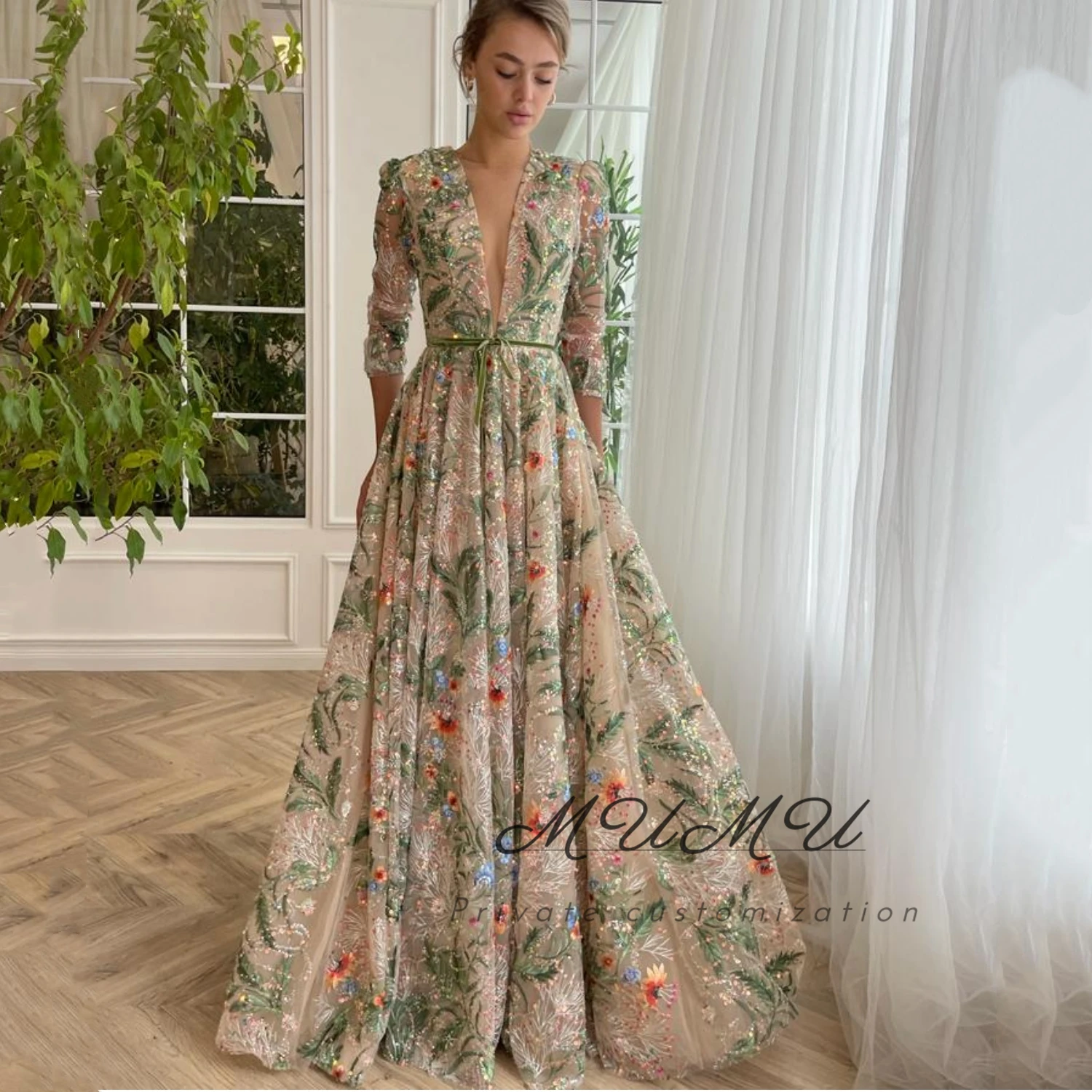 특별한 날을 위한 무무 맞춤형 프롬 드레스 여성용 이브닝 드레스 우아한 파티 드레스 그린