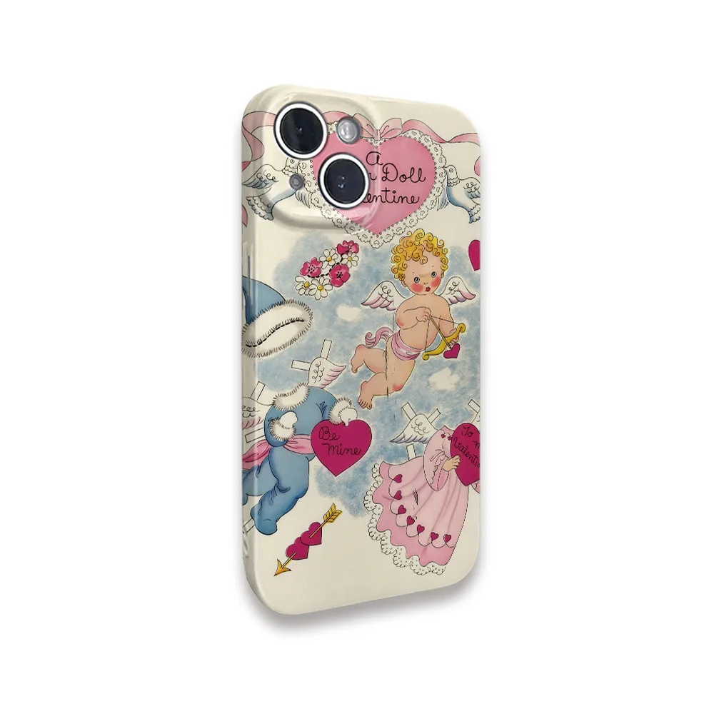 INS KOREAN Angel Baby Love Cartoon Case for IPHONE 16 ProMax 15 14 PLUS 13 12 11 PRO Plus XR Acrylic TPU Two in One Phone Cases
