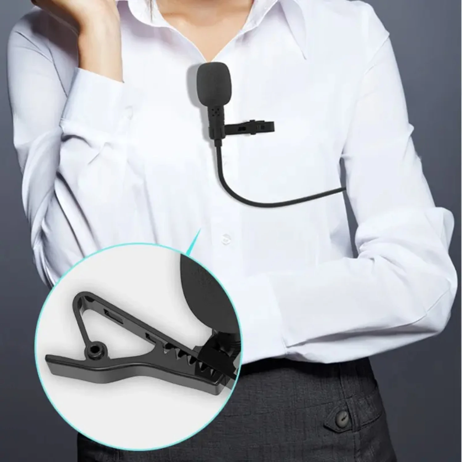 首輪クリップマイクミニポータブル小型マイクライブブロードキャスト食べるブロードキャスト携帯電話コンピュータ録音ノイズリダクション