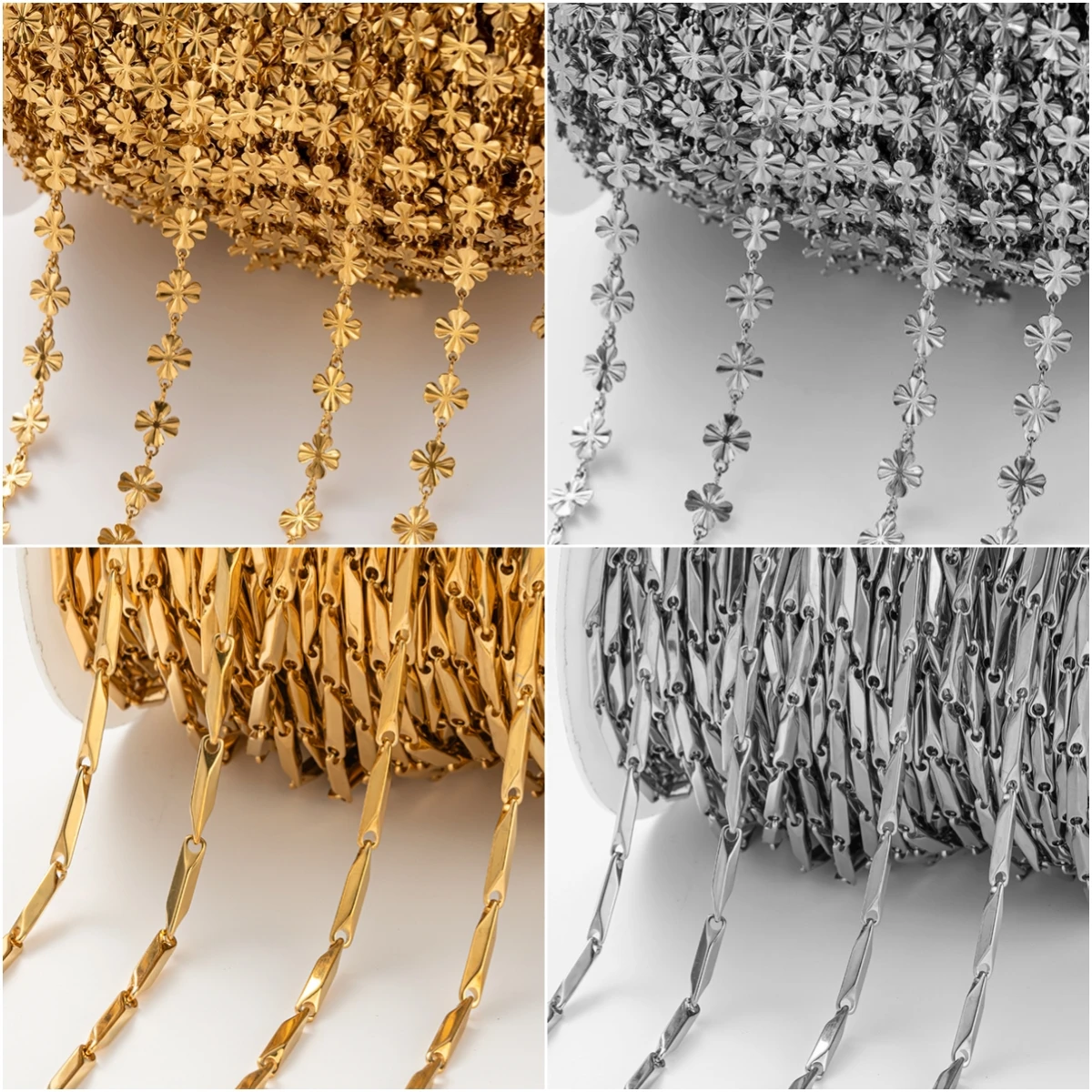 

1 метр позолоченные нержавеющая сталь сердце цветок палочка цепи звенья для изготовления ювелирных изделий ожерелье браслет DIY ремесленные принадлежности