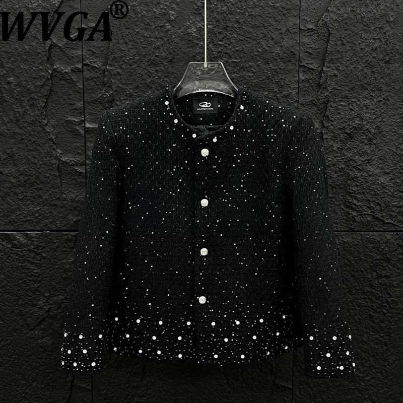 

WVGA Autumn Winter New Man Tide Gypsophila Sequin Trendy Short Jackets Niche Chic Casual Diamond-Studded Beaded Coats Ins W13210