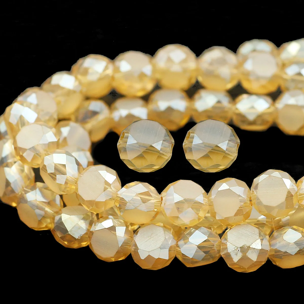 Brotform, goldener Champagner, österreichischer Kristallglas, Qualität, 50 Stück, 6/8 mm, flache runde Distanzperlen für Schmuckherstellung, DIY-Armbänder