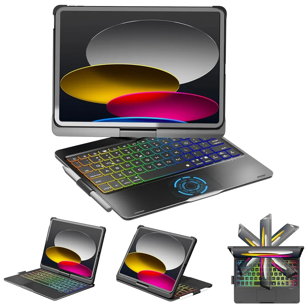 360 Degree Magic Keyboard Case For iPad Air13 11 2024 M2 Pro12.9 11 iPad 10.5 10.2 7/8/9 10th Air4 5 10.9 Backlit Keyboard Funda