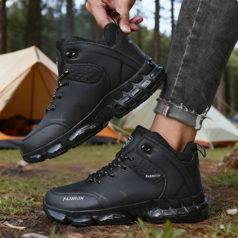 

Men Boots Anti-Skidding Leather Shoes Popular Comfy Spring Autumn Men Shoes Fashion Waterproof Wear-resistant Camping Sneakers