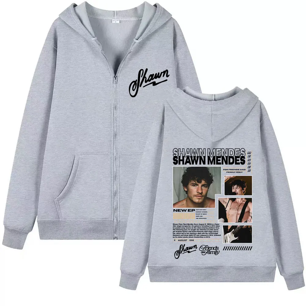 Cantor shawnendes álbum tour 2025 gráfico zip up hoodies moda masculina hip hop moletom de grandes dimensões manga longa pullovers com zíper
