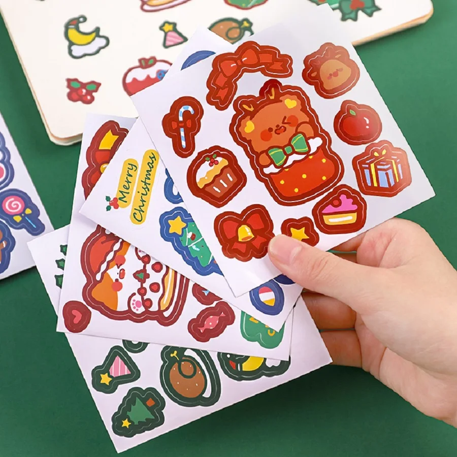 4PCS Christmas Series Stickers Pack - DIY Festival Gift Greetings Labels Decoration Scrapbook Sticker
