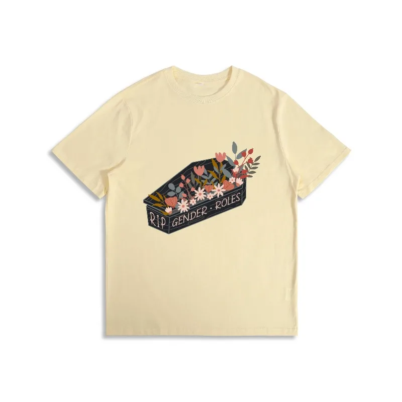 

Rip Gender Roles Graphic T Shirt Feminist Equality LGBTQ Pride Tee Floral Coffin Anti Gender Stereotypes Vintage Summer Tops