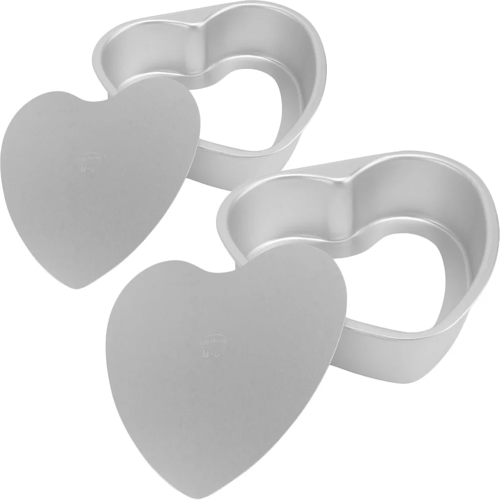 

2Pcs Heart Baking Pans Reusable Silicone Mold for Cakes Muffins Cookies Non-Stick Surface Portable Lightweight Ideal for Home