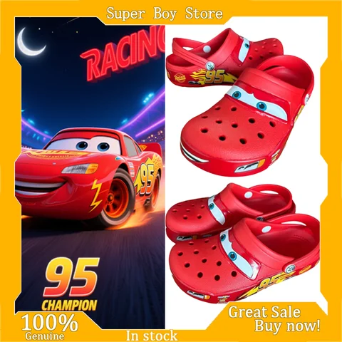 Hot Style Disney Mcqueens Cartoon Solid Waterproof Slippers Outdoor Sand Sandals Casual Breathable Ankle-Wrap Eva Adult Shoes