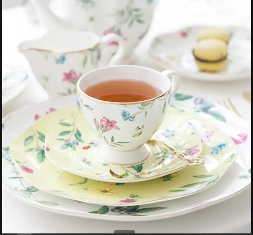 

Керамическая тарелка с цветочным дизайном, набор кофейных чашек и блюдец, десертное блюдо Dim Sum, поднос для закусок, фруктовые тарелки, чай