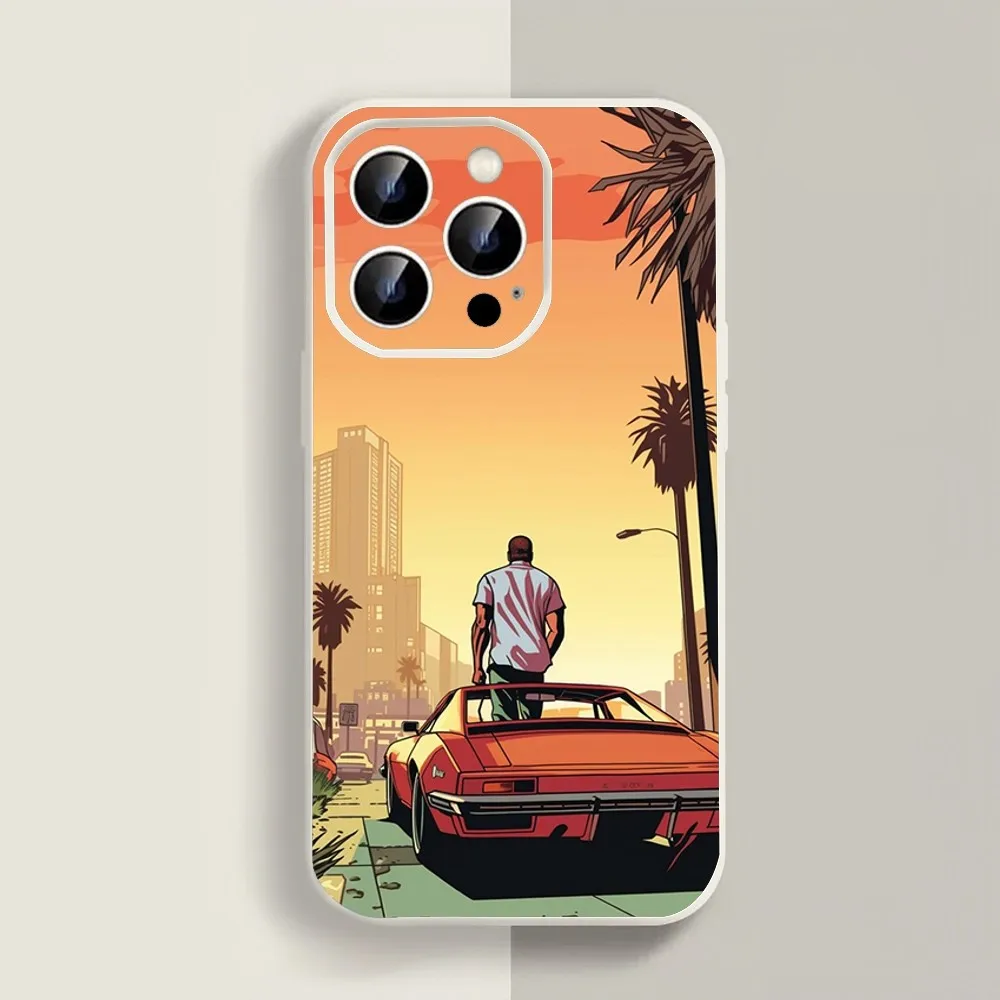 Rockstar Gta 5 Grand Phone Case For Iphone 11 13 14 15 16 Pro Max X Xr Xs Max Se2020 12mini White Cover Case