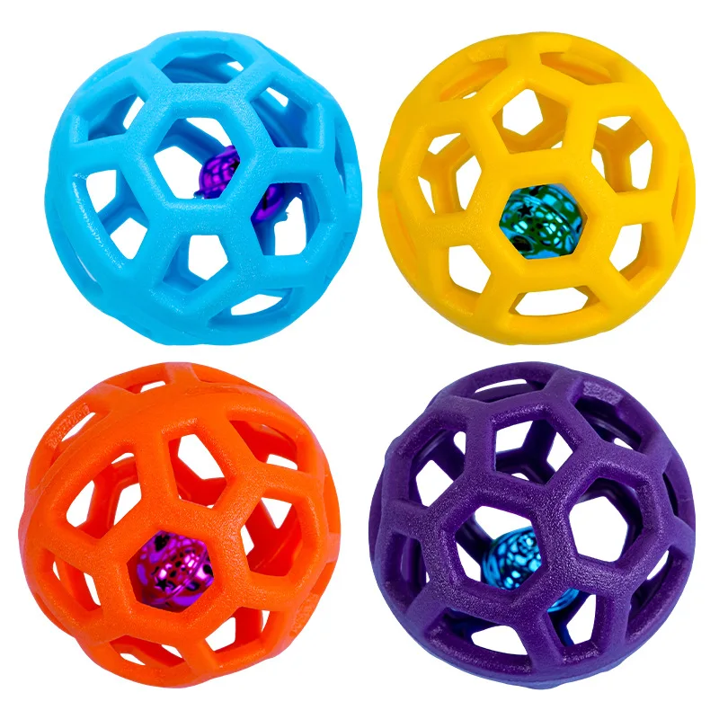 Hohler Ball Welpenspielzeug Katzenspielzeug TPR Gummiball Weihnachtsglocke Haustierspielzeug Ball