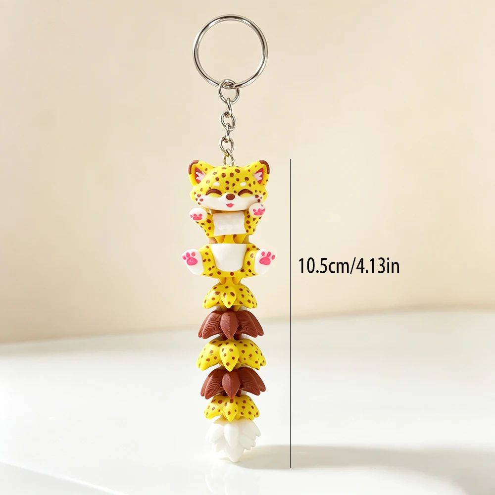 3d Printed Cute Cheetah Keychain With Fantasy Theme Design, Movable Backpack Pendant, Mobile Phone, Car, Etc